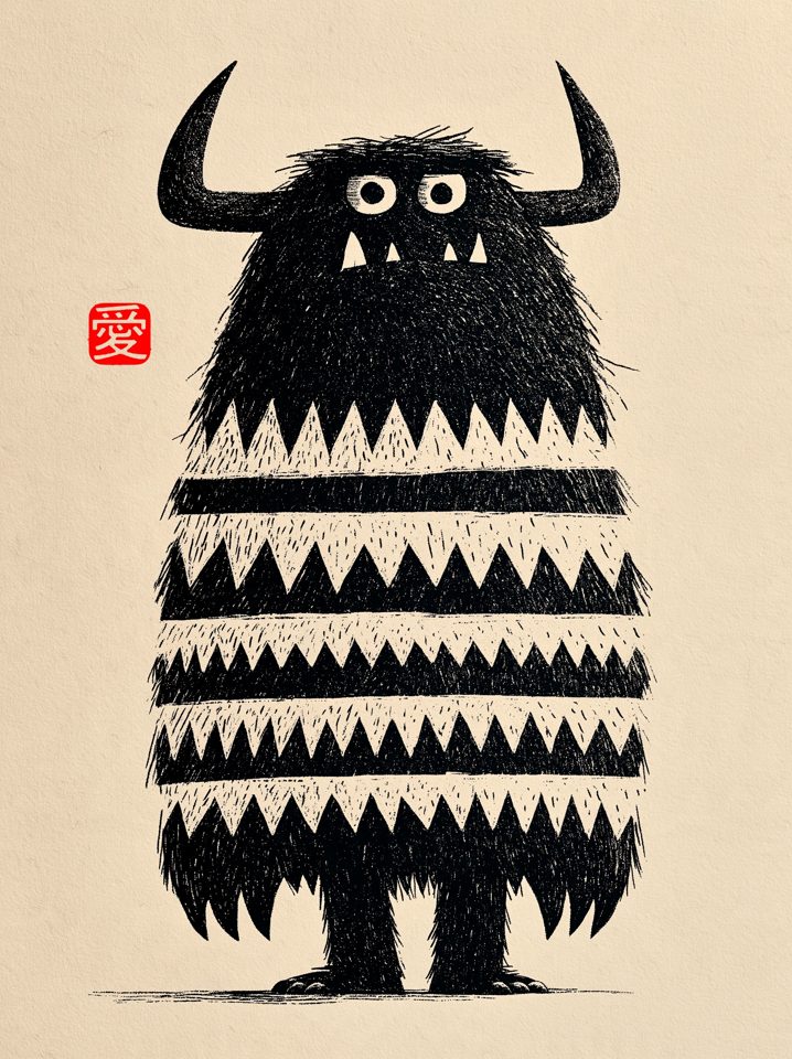 木刻怪兽 — AI image by Michael Rabone