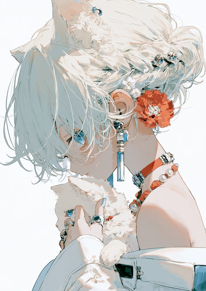 白色机械少女 — AI image by keshi